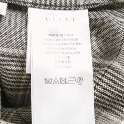 Pre Owned Gucci Monochrome Prince Of Wales Wool Tiered Midi Skirt M