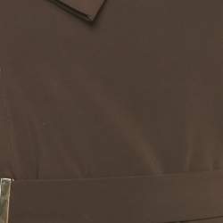 Pre Owned فستان غوتشي رقبة متقاطعة كريب بني داكن قصير جداً مقاس صغير جداً (إكسترا سمول)