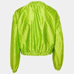 مملوكة مسبقًا Gucci Green GG Supreme Embroidery Silk Zip-Up Jacket M