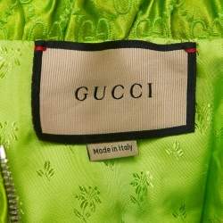 مملوكة مسبقًا Gucci Green GG Supreme Embroidery Silk Zip-Up Jacket M