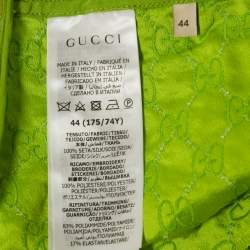 Pre Owned Gucci Green Logo Embroidery Silk Short M