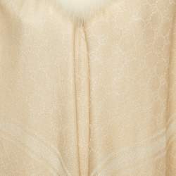 Pre Owned Gucci Beige Fur Trim Lamé Wool Poncho One Size 