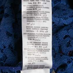 Pre Owned Gucci Blue Butterfly Applique Lace Crewneck T-Shirt L