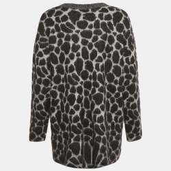 مملوكة مسبقًا بلوفر غوتشي موهير رمادي بنقشة حيوانات مقاس صغير - سمول