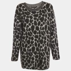 Pre Owned Gucci Grey Animal Patterned Mohair Sweater S