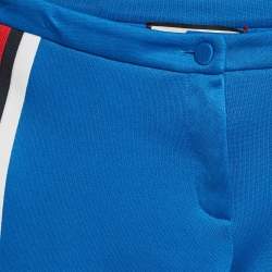 Pre Owned Gucci Blue Floral Applique Jersey Stirrup Trousers XS