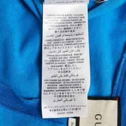 Pre Owned Gucci Blue Floral Applique Jersey Stirrup Trousers XS