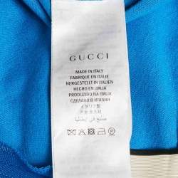 Pre Owned Gucci Blue Floral Applique Jersey Stirrup Trousers XS