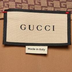 Pre Owned Gucci Brown Square G Jacquard Wool Wide Leg Trousers M