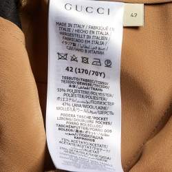 Pre Owned Gucci Brown Square G Jacquard Wool Wide Leg Trousers M