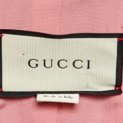 Pre Owned Gucci Black Floral Printed Silk Bomber Jacket S 