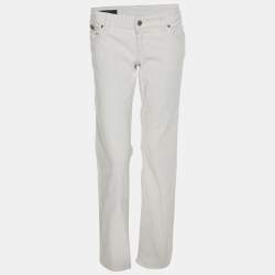 Pre Owned Gucci Off White Denim Wide Leg Pants M