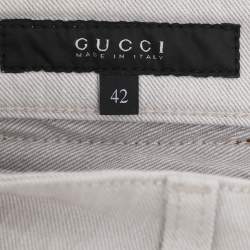Pre Owned Gucci Off White Denim Wide Leg Pants M