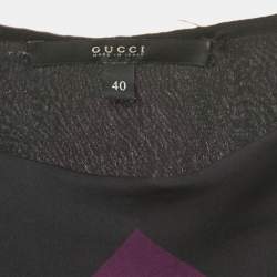Pre Owned Gucci Black Printed Silk Mini Dress S