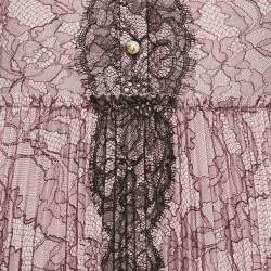 مملوكة مسبقًا فستان غوتشي ميدي دانتيل مطوي بنفسجي مقاس وسط (ميديوم)