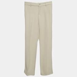 Pre Owned Gucci Cream Crepe Flared Trousers M