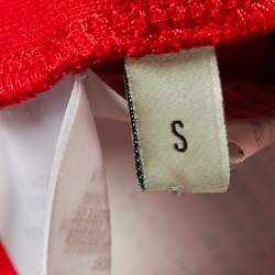 Pre Owned جاكيت غوتشي قطن بليد حياكة أحمر بتفاصيل رقعة زهرية وسحاب مقاس صغير - سمول