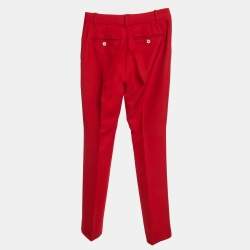 Pre Owned Gucci Red Crepe Flared Trousers S