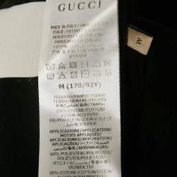 Pre Owned تي شيرت غوتشي قطن أسود بطباعة الشعار القديم بمظهر مهترئ مقاس وسط