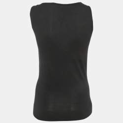 Pre Owned Gucci Black Stretch Knit V-Neck Sleeveless Top S