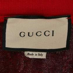 Pre Owned Gucci Navy Blue GG Monogram Print Cotton Knit Zip -Up Jacket M
