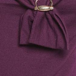 مملوكة مسبقًا Gucci Purple Jersey Neck Detail T-Shirt S