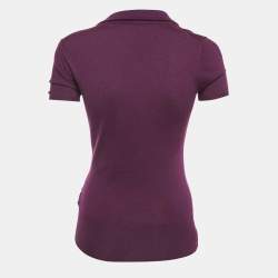 مملوكة مسبقًا Gucci Purple Jersey Neck Detail T-Shirt S