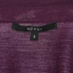 مملوكة مسبقًا Gucci Purple Jersey Neck Detail T-Shirt S