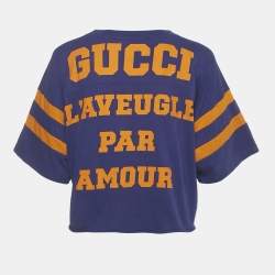 Pre Owned Gucci Blue Jersey Jersey 1921 L'Aveugle Par Amour T-Shirt XS