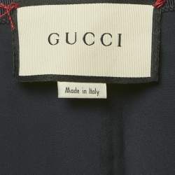 Pre Owned Gucci Multicolor Lamé Logo Wool Blend Pleated Midi Skirt XS