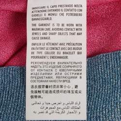 Pre Owned Gucci Pink/Blue Tiger Intarsia Lamé Knit Crew Neck Pullover XL