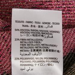 Pre Owned Gucci Pink/Blue Tiger Intarsia Lamé Knit Crew Neck Pullover XL