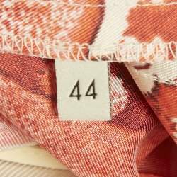 Pre Owned Gucci Cream/Red Floral Print Silk Pleated Midi Skirt M