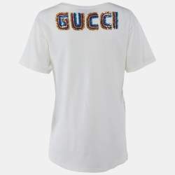 Pre Owned Gucci Off White Maison De L'Amour Print Cotton Crew Neck Half Sleeve T-Shirt XS