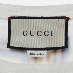 Pre Owned Gucci Off White Maison De L'Amour Print Cotton Crew Neck Half Sleeve T-Shirt XS