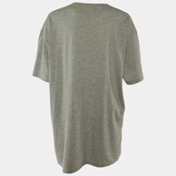 Pre Owned Gucci Grey Cotton Tiger Embellished Crew Neck T-Shirt L