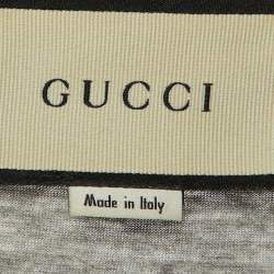 Pre Owned Gucci Grey Cotton Tiger Embellished Crew Neck T-Shirt L
