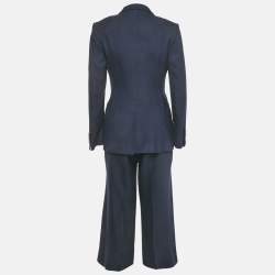 Pre Owned Gucci Navy Blue Wool Double Breasted Suit S