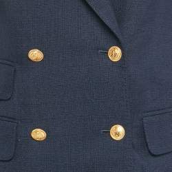 Pre Owned Gucci Navy Blue Wool Double Breasted Suit S