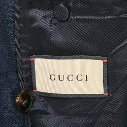 Pre Owned Gucci Navy Blue Wool Double Breasted Suit S
