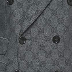 Pre Owned Gucci Grey GG Wool Jacquard Tailored Suit S
