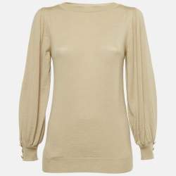 Pre Owned Gucci Camel Brown Wool Knit Sweatshirt S