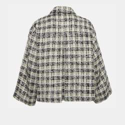 مملوكة مسبقًا جاكيت غوتشي بواجه أمامية بأزرار من قماش التويد مع نقشة الشيك بيج مقاس صغير - سمول