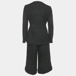 Pre Owned Gucci Black Tweed Zip-Up Jacket and Trousers Set S