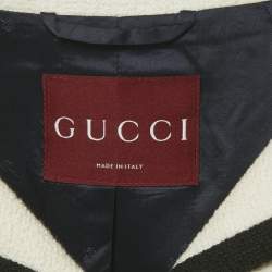 Pre Owned جاكيت غوتشي بأكمام قصيرة قماش منسوج أبيض مموج مقاس صغير (صغير)