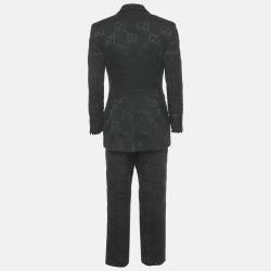 Pre Owned Gucci Black Jumbo GG Cotton Blend Tailored Suit S