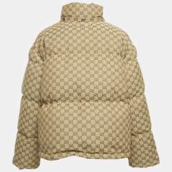 Pre Owned Gucci x The North Face Brown GG Jacquard Canvas Down Jacket L