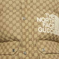 Pre Owned Gucci x The North Face Brown GG Jacquard Canvas Down Jacket L