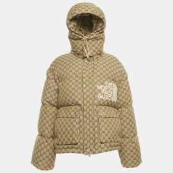 Pre Owned Gucci x The North Face Brown GG Jacquard Canvas Down Jacket L