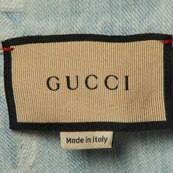Pre Owned Gucci Light Blue GG Jacquard Denim 'California Gucci' Button Front Jacket S